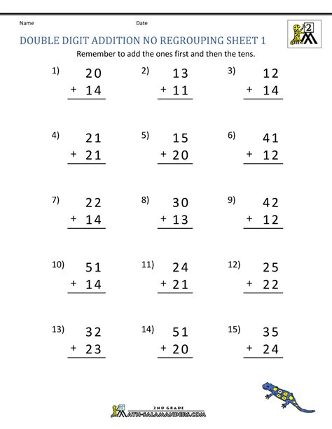 2 Digit Addition Without Regrouping .